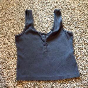 Abercrombie Blue Cropped Henley Tank